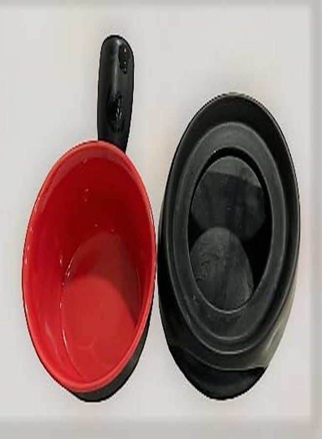 YOUR LOCAL STORE متجرك المحلي - طقم فوندو سيراميك أحمر اللون، وعاء قاعدة، شمعة صغيرة - Image 3